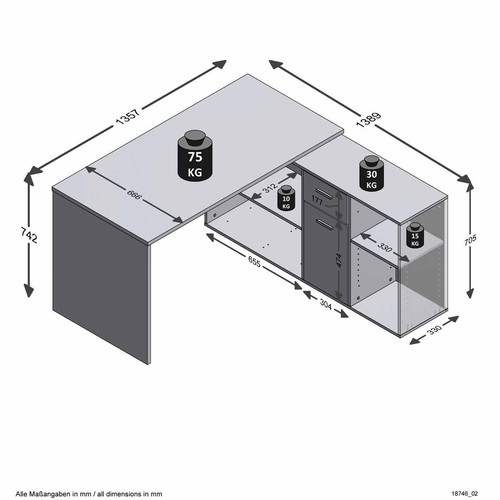 Bureau angle réversible - bureau, d'angle