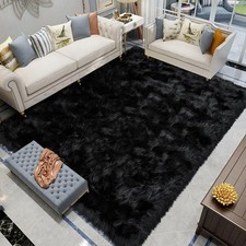 Tapis Latepis pour salon, moelleux, noir, 200 x 300 cm, type shaggy