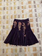 oilily flared Godet skirt 38 6 8 brown orange embroidered corduroy nwot