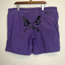 Vintage 80’s Bad Boy Club Lined Men’s Large Swim Trunks Pockets Face Logo Purple