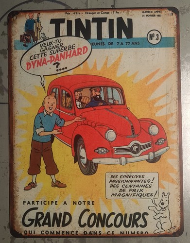 Plaque métal vintage tintin - plaque,