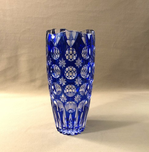Vase cristal doublé bleu - en,