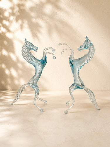 Pair horses blown glass - of,