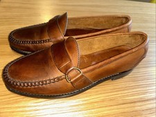 Polo Ralph Lauren Leather Loafers 10.5 D Strap Brass Buckle Loafers Brown