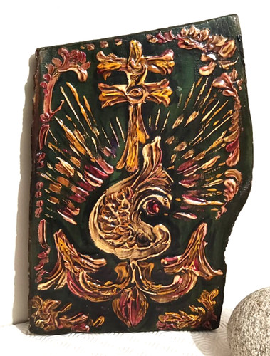 Panneau religieux ancien bois - ancien,