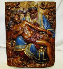 BAS-RELIEF PLATE deposition of Christ plaster 19th / Jesus Christ plaster