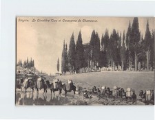 Postcard Le Cimetiére Turc et Caravanne de Chameaux Smyrna Izmir Turkey