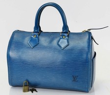 Authentic LOUIS VUITTON Speedy 25 Blue Epi Leather Boston Hand Bag Purse #61859