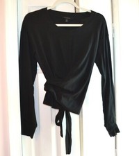 Banana Republic OLX Long Sleeve Wrap Top BLK M  Fall 22