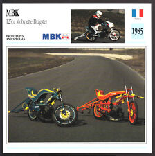 1985 MBK 125cc Mobylette Dragster Race Scooter Motorcycle Photo Spec Sheet Card