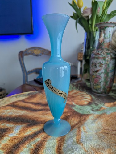 Ancien vase opaline bleu - bleu,
