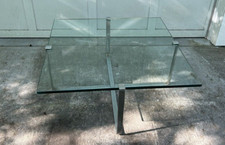 MCM Chrome & Glass Knoll, Barcelona Style Cocktail / Coffee  Table 39”