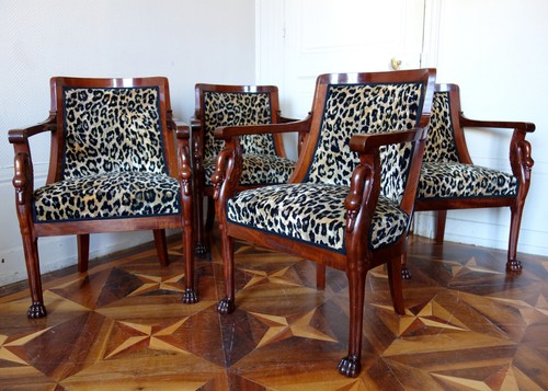 Fauteuils gondole acajou - 4, e