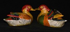 8" Qianlong marqué cuivre Cloisonne mandarin canard couple de sculpture animale