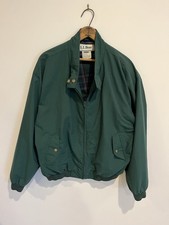LL Bean Vintage Jacket Mens XL Harrington Bomber 90s Green Plaid Lined Zip