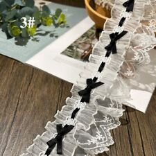 0.9m Dentelle Maille Ruche Bordure Nœud Mignon Sweet Accessoire pour Slip Lolita