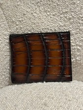 Berluti Bambou Alligator Leather Card Holder 6 Cards Brown Crocodile New £1,250