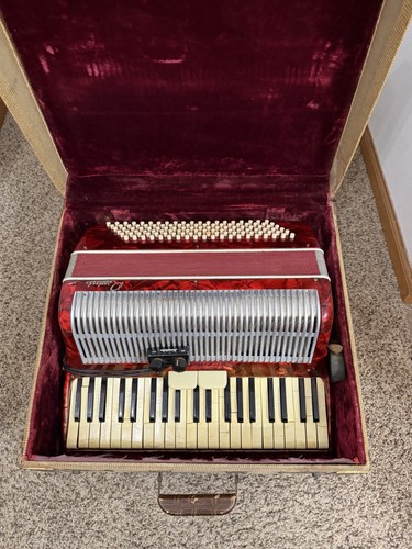 Vintage red rossini accordion - vintage,
