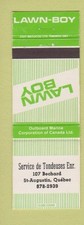 Matchbook Cover - Lawn Boy Lawn Mowers Tondeuses St Augustin QC
