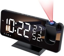 Reveil Projecteur avec Radio, Horloge Numérique, Radio Police Blanche 
