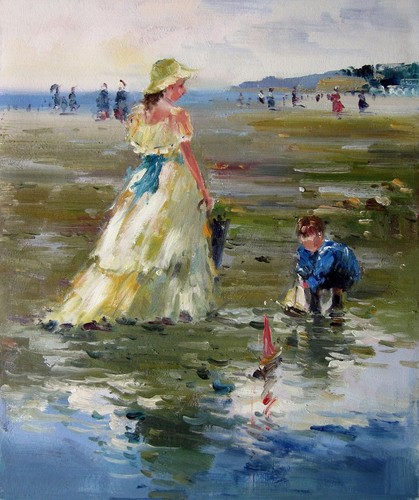 Beach scene with children - scene,