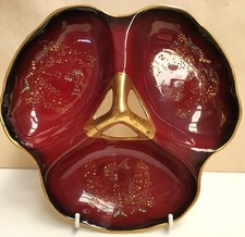 Empire Porcelain Superbe Ruby Lustre Trefoil Dish c1947-51 Hand Decorated Worn