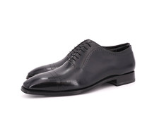 NEW | $970 SANTONI GOODYEAR US 12 D OXFORD BROGUE BALMORAL BLACK CAP TOE
