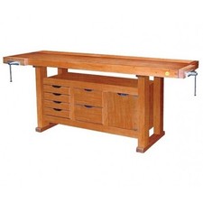 Établi bois - menuisier - 2 m - caisson 1 porte 6 tiroirs - 2 presses OUTIFRANCE