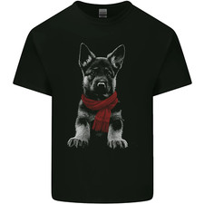 T-Shirt En Coton Pour Homme Avec Un Chiot Berger Allemand Et Une Écharpe