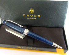 MAGNIFIQUE STYLO BILLE DE PRESTIGE CROSS MODELE BAILEY BLEU NEUF DE STOCK N508