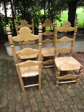 Ancienne Lots de 4 Chaises Savoyarde assice paille fin 19ième Déco Montagne