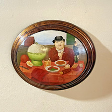 Handmade Oil Painting Reproduction of Fernando Botero The Supper on Wood Oval