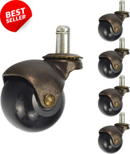 Set of 5 Vintage Bronze 2" Ball Roller Casters,Office Chair Replacement,No Brake