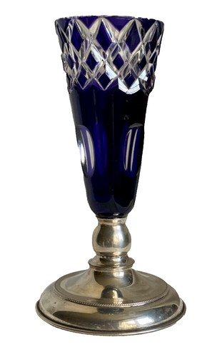 Vase cristal doublé - cristal, bleu