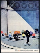 1958 Charles Eames lounge chair Nelson Marshmallow sofa Herman Miller print ad