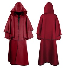Hommes Cape À Capuche Poncho Veste Manteau Costume Médiéval Fête Cosplay Rétro