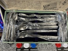 1974 Sori Yanagi Set of 12 Stainless Steel Spoons Sporks - Made in Niigata Japan