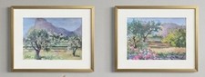 Paire de gouaches ou huiles