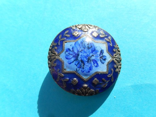 Ancien bouton émaillé fleur