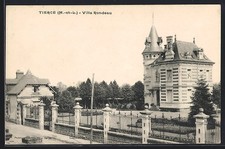 Old postcard Tiercé, Villa Rondeau and garden with elegant fence 