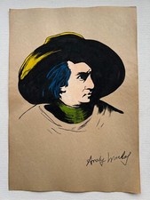 Andy Warhol Dessin sur papier (fait main) signé et estampillé art technique m...
