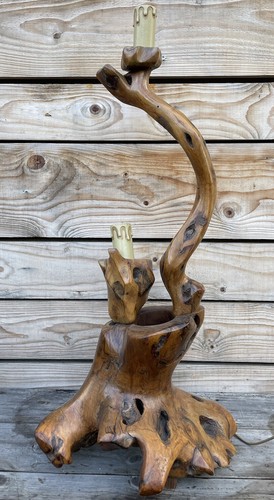 Pied lampe bois sculpté - de,