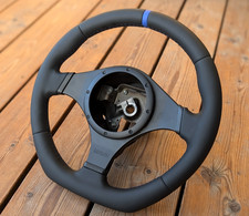 NEW LEATHER Steering Wheel Mitsubishi Lancer Evolution 7 8 9 FLAT BOTTOM blue