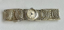 T Joli Bracelet montre mécanique vinta Argent Massif Maille Filigrané fonctionne