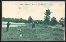 Old postcard Vauban, landscape towards the pond of grass 