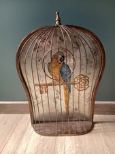 Tres Grand Trompe l œil cage à oiseau Perroquet 55 X 40 Cm