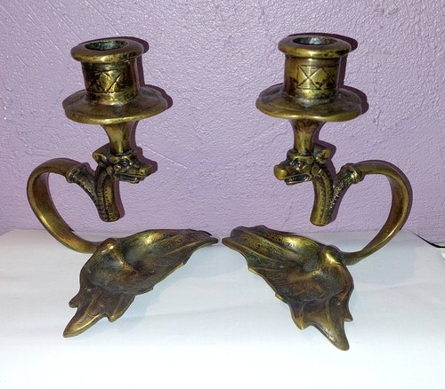 Paire bougeoirs bronze - paire, en