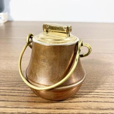 Vintage Hummingbird Lighter Copper & Brass Bucket English Rustic Design 70s