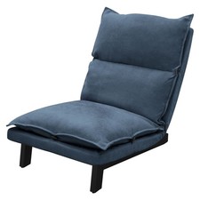 Chaise de sol bleu housse en lin fauteuil de relax dossier réglable 90° à 180°