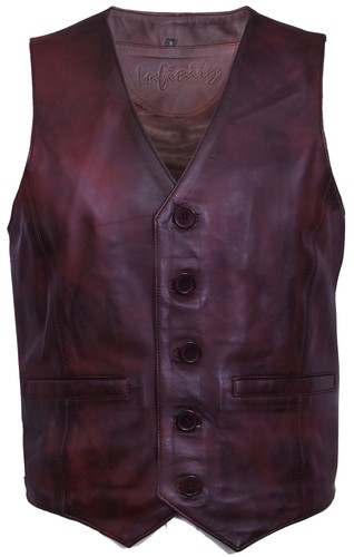 Gilet cuir brun doux - doux, pour